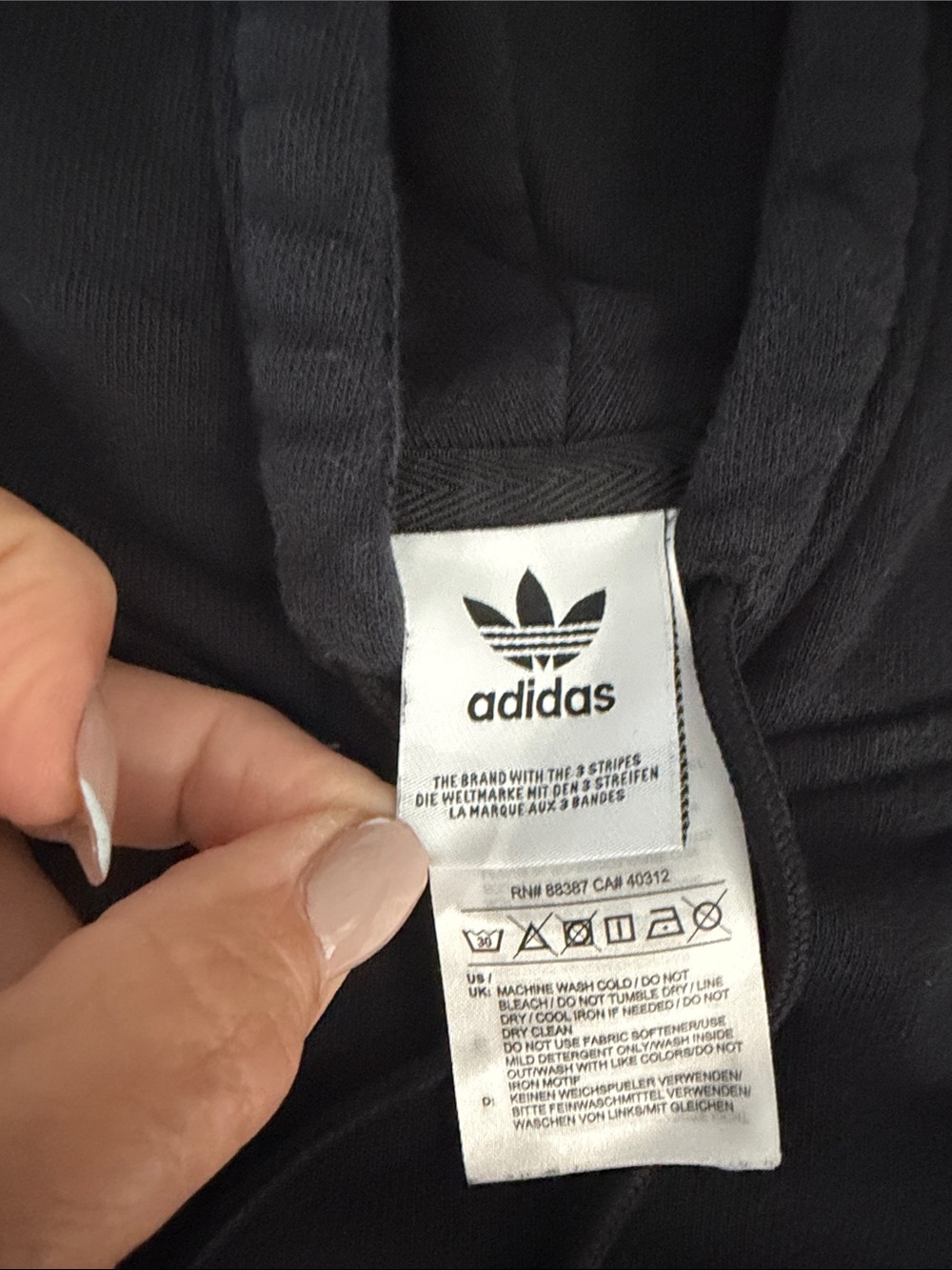 Adidas/ Fiorucci Black Cropped Hoodie with Orange Graphic - Picture 2 of 4